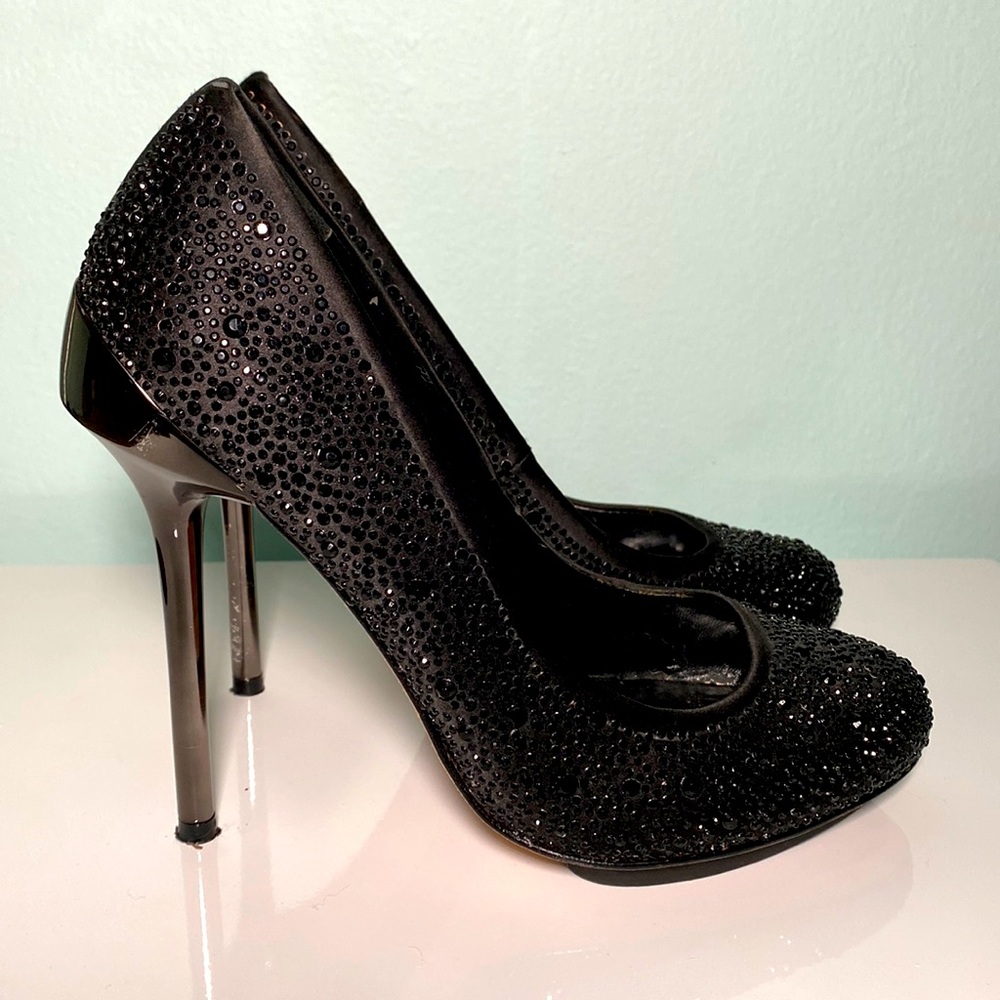 BCBG MaxAzria black heels with rhinestones NEW